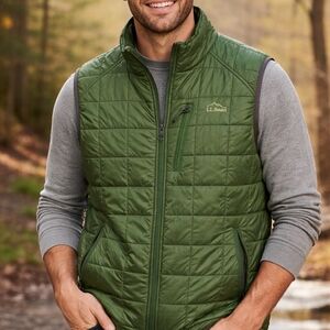 L.L. Bean Men's Olive Quilted Vest